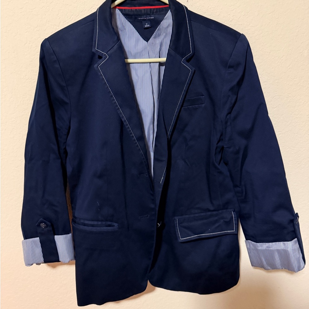 Tommy Hilfiger Women's Navy Knit Blazer - Picture 3 of 10